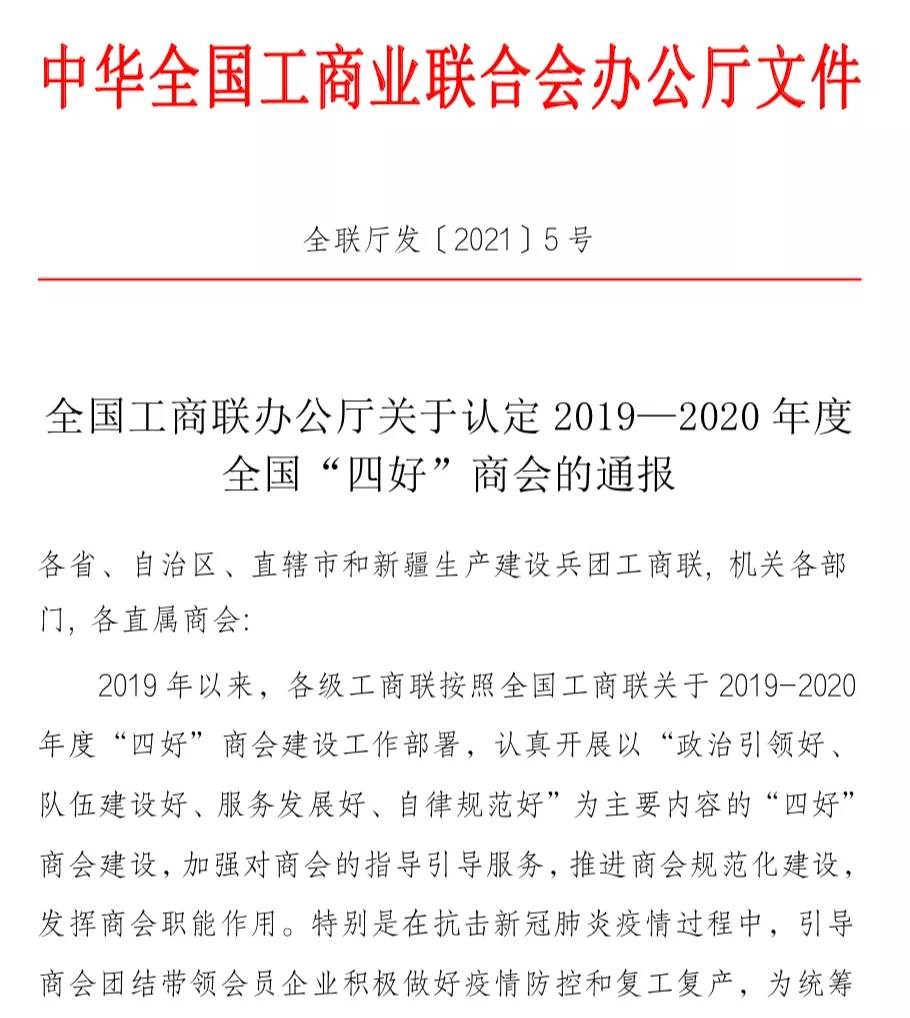 喜訊！駐馬店市上蔡商會(huì)獲全國“四好”商會(huì)殊榮