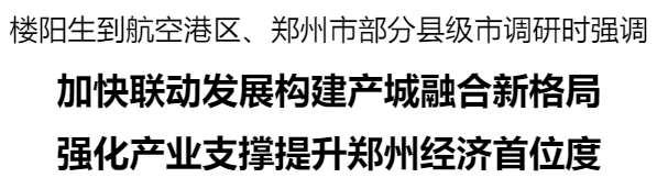 樓陽生到航空港區(qū)、鄭州市部分縣級市調(diào)研